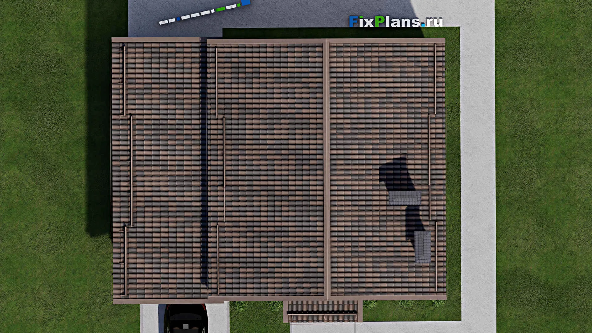 F-12149 - Проект дома с мансардой 12 на 13, площадью 160 м² с террасой, гаражом на 1 машину и 4 спальнями