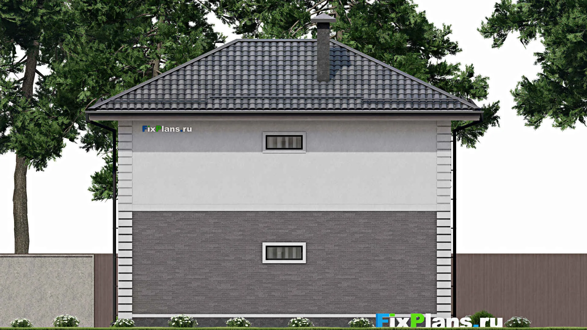 F-8027 - Планы двухэтажного дома 8 на 11, площадью 110 м² с балконом и 4 спальнями