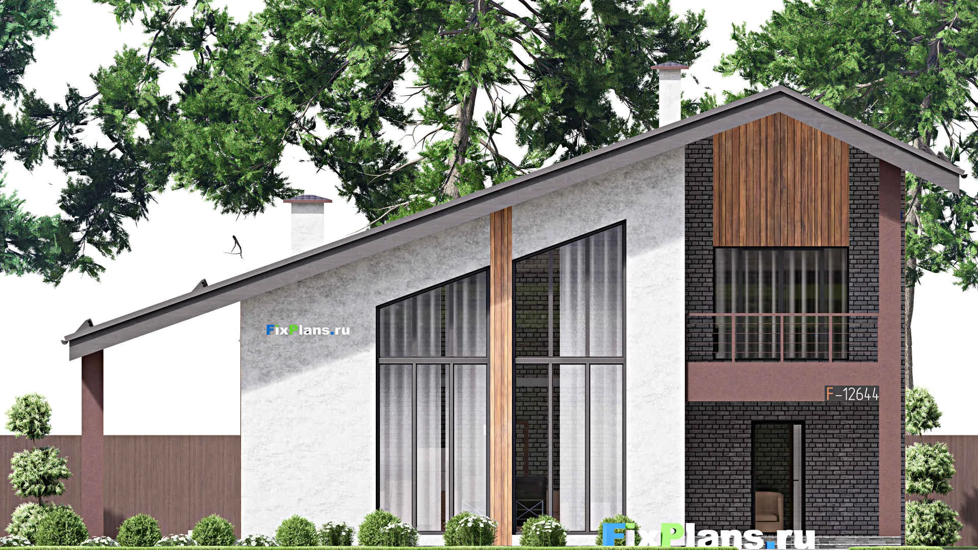 F-12644 - Проект дома с мансардой 11 на 16, площадью 180 м² с террасой, балконом и 3 спальнями