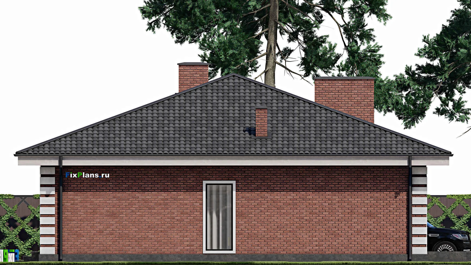 F-1223 - План одноэтажного дома 14 на 18, площадью 200 м² с баней и 4 спальнями