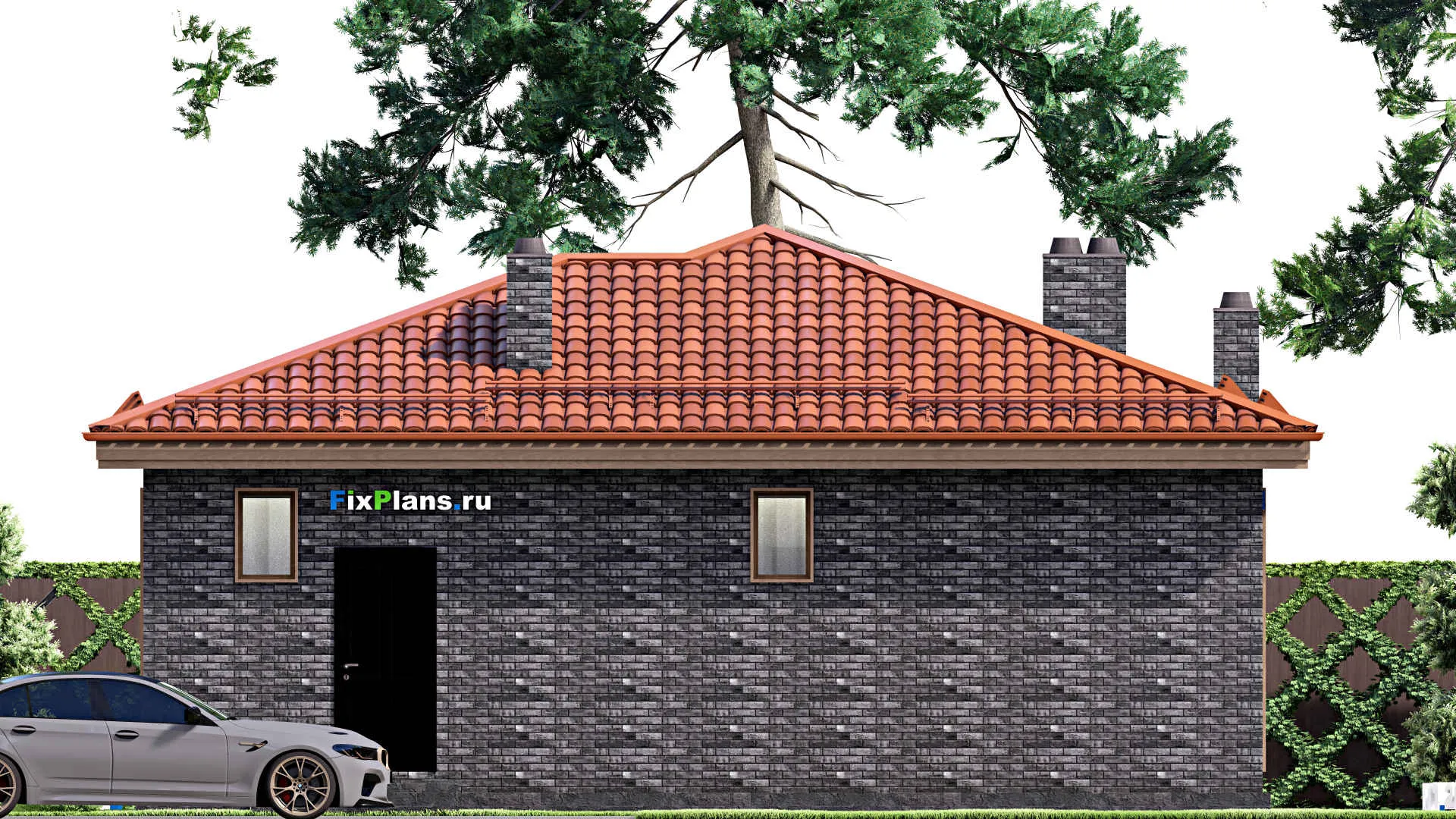 F-15461 - Проект бани 11 на 16, площадью 130 м² с комнатой отдыха, терассой и санузлом