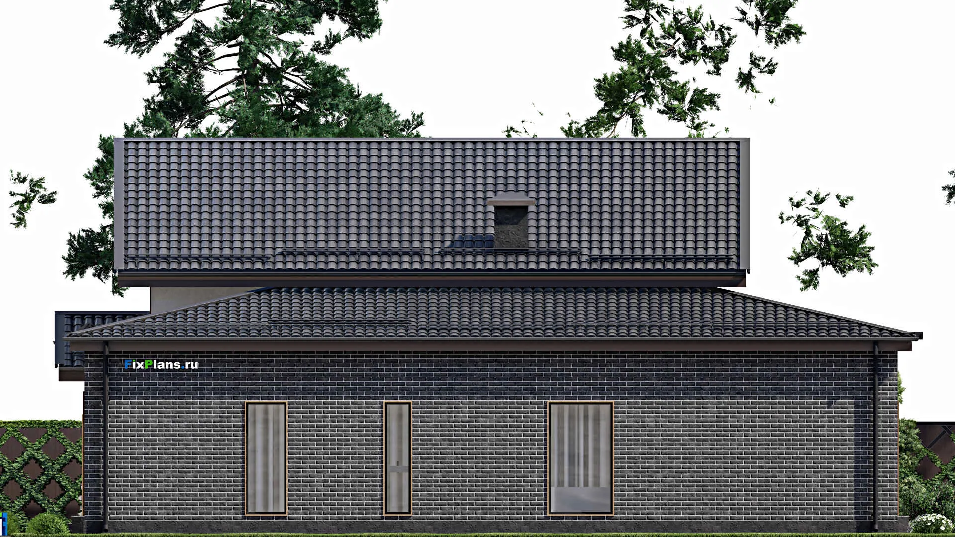 F-6668 - Планы дома с мансардой 17 на 19, площадью 310 м² с террасой, гаражом на 1 машину и 3 спальнями