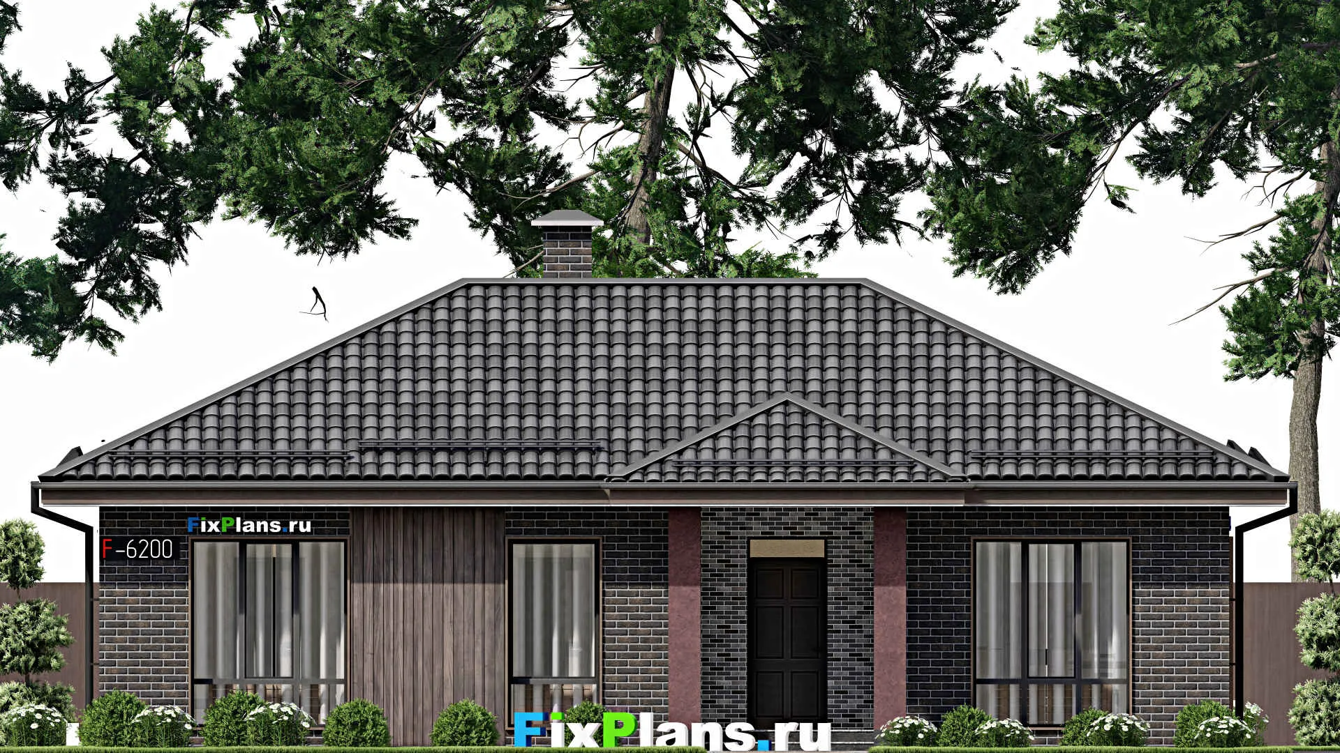 F-6200 - Проект одноэтажного дома 10 на 15, площадью 110 м² с 3 спальнями