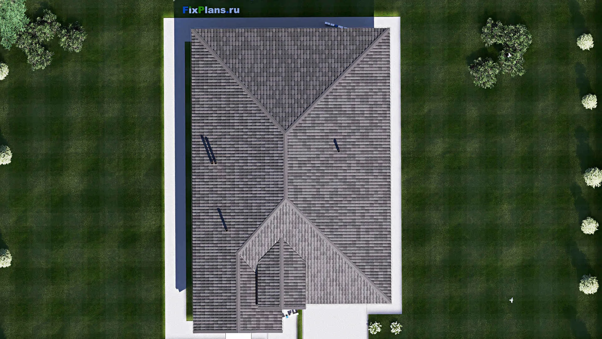 F-20438 - Проект одноэтажного дома 13 на 20, площадью 200 м² с террасой, гаражом на 1 машину и 3 спальнями