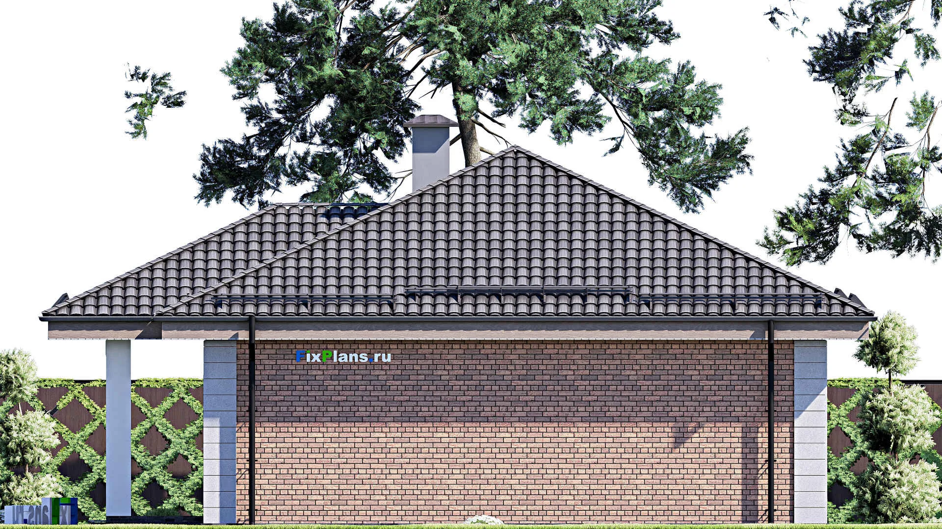 F-12437 - Проект одноэтажного дома 12 на 12, площадью 100 м² с 3 спальнями