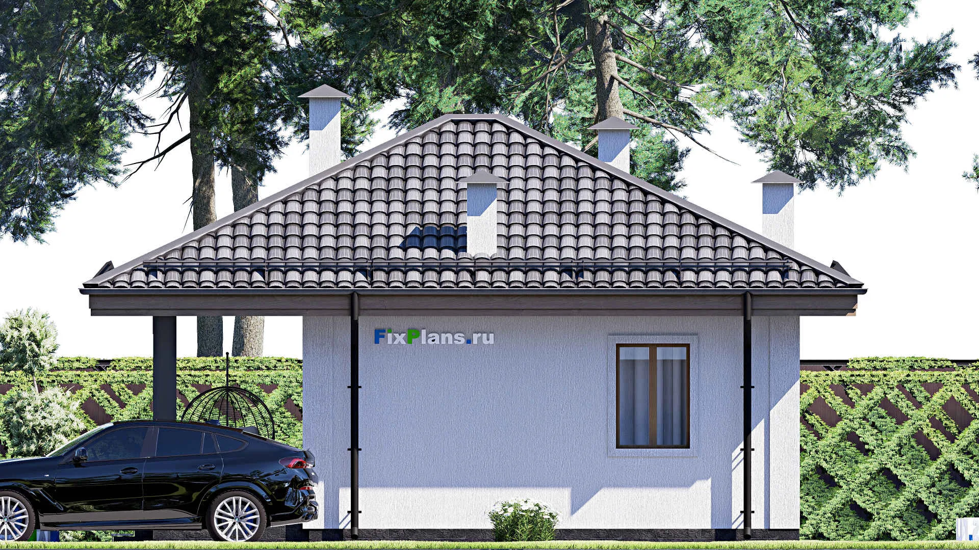 F-17711 - Проект бани 8 на 9, площадью 50 м² с терассой, санузлом и спальней