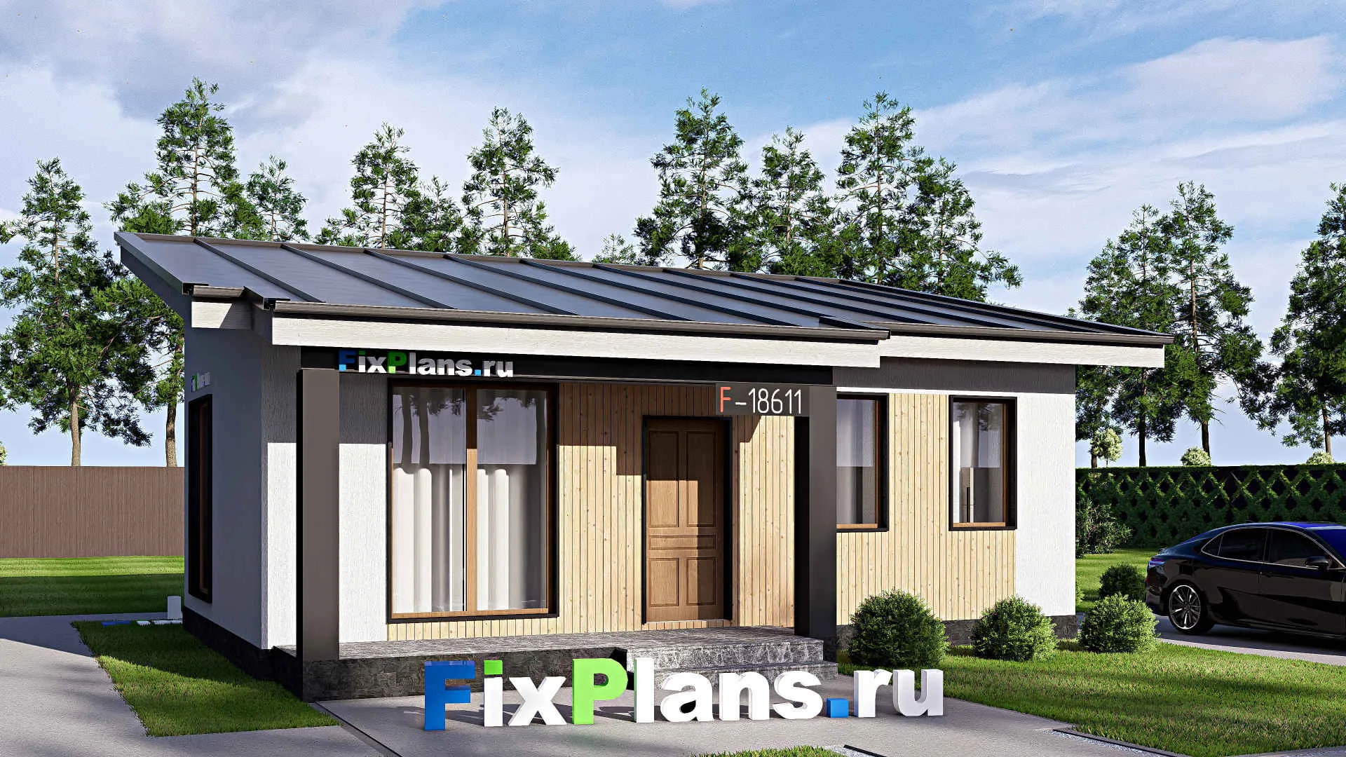 F-18611 - Проект одноэтажного дома 8 на 10, площадью 50 м² с 2 спальнями