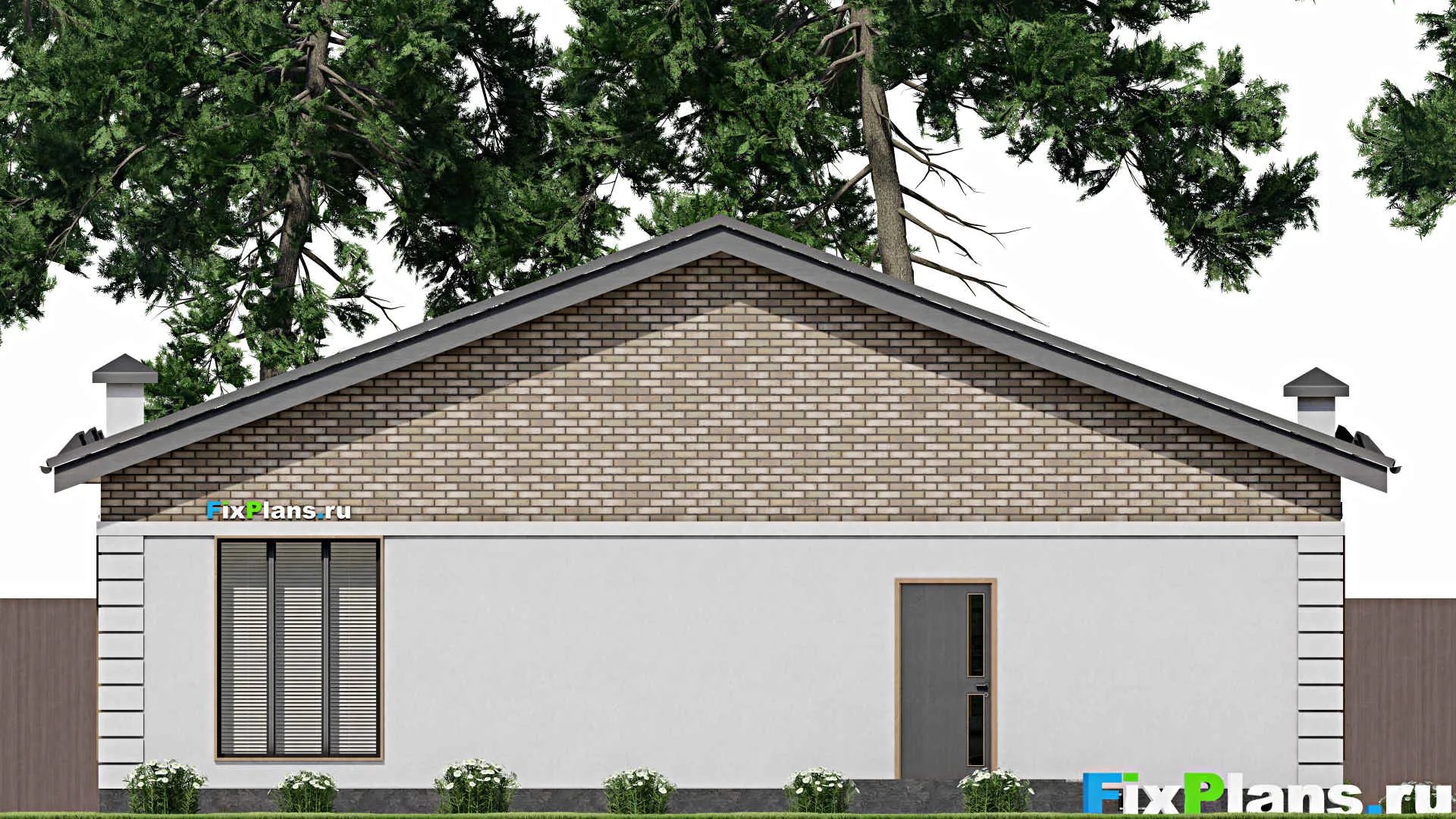 F-8036 - План одноэтажного дома 14 на 19, площадью 180 м² с баней, гаражом на 1 машину и 3 спальнями