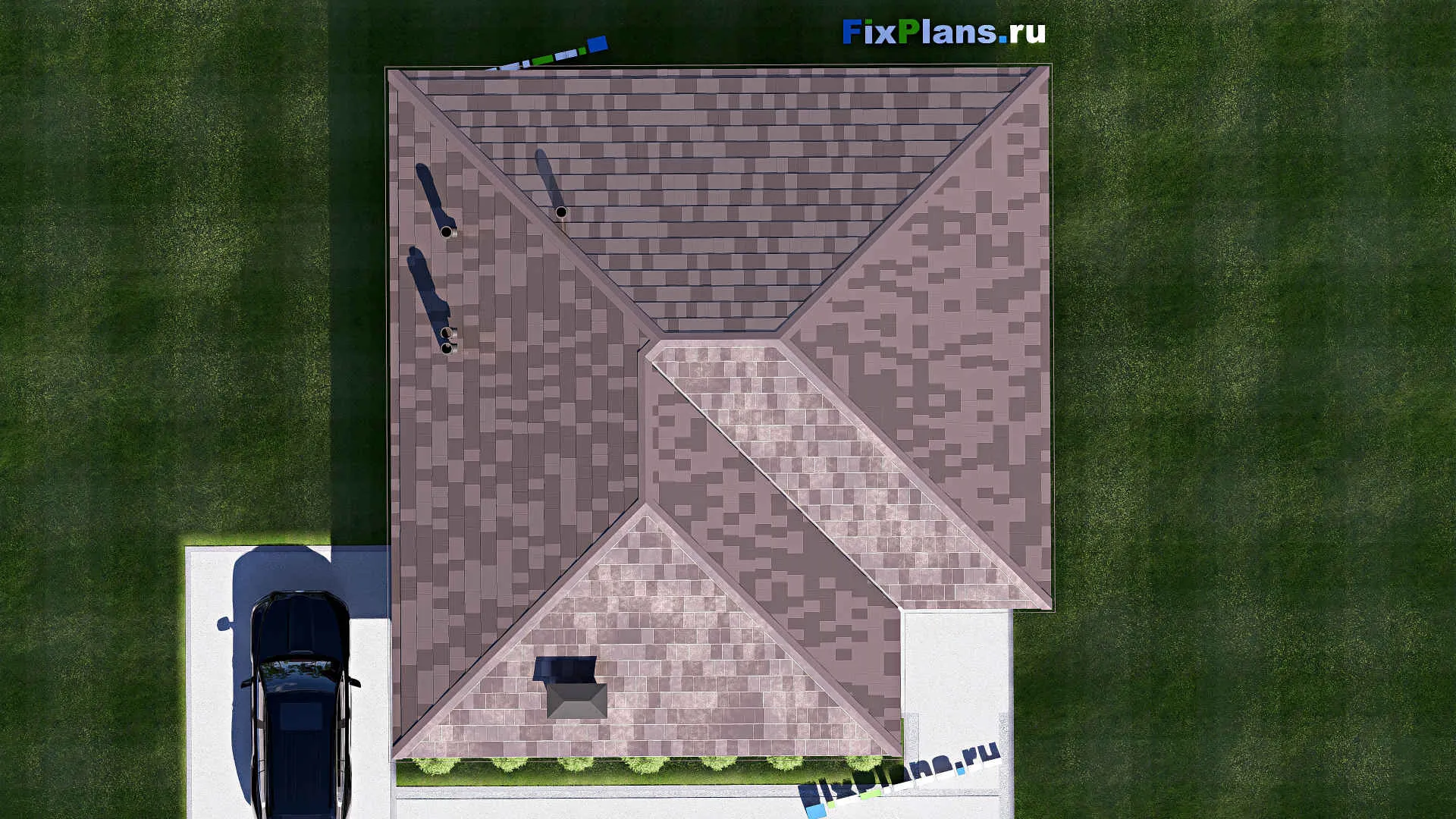 F-19340 - Проект одноэтажного дома 12 на 13, площадью 100 м² с 3 спальнями