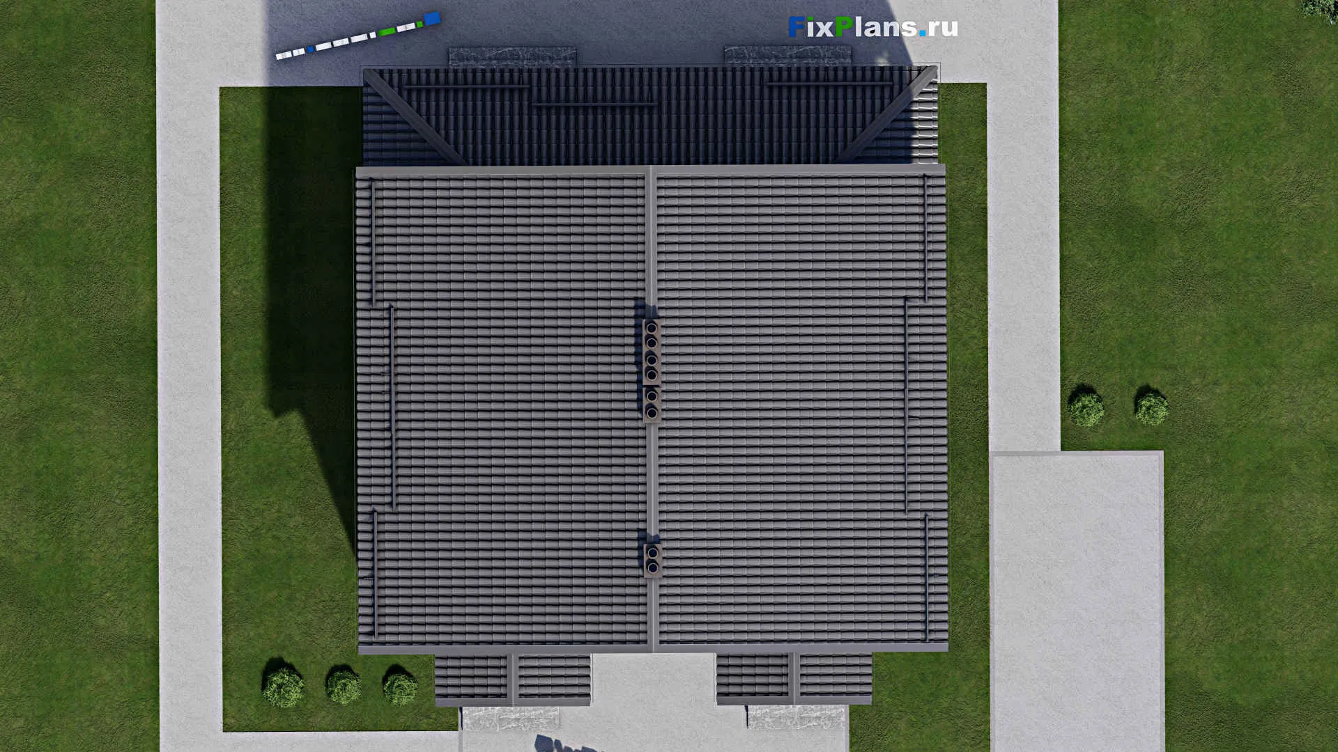 F-4454 - Планы дома с мансардой 11 на 13, площадью 240 м² с террасой и 6 спальнями