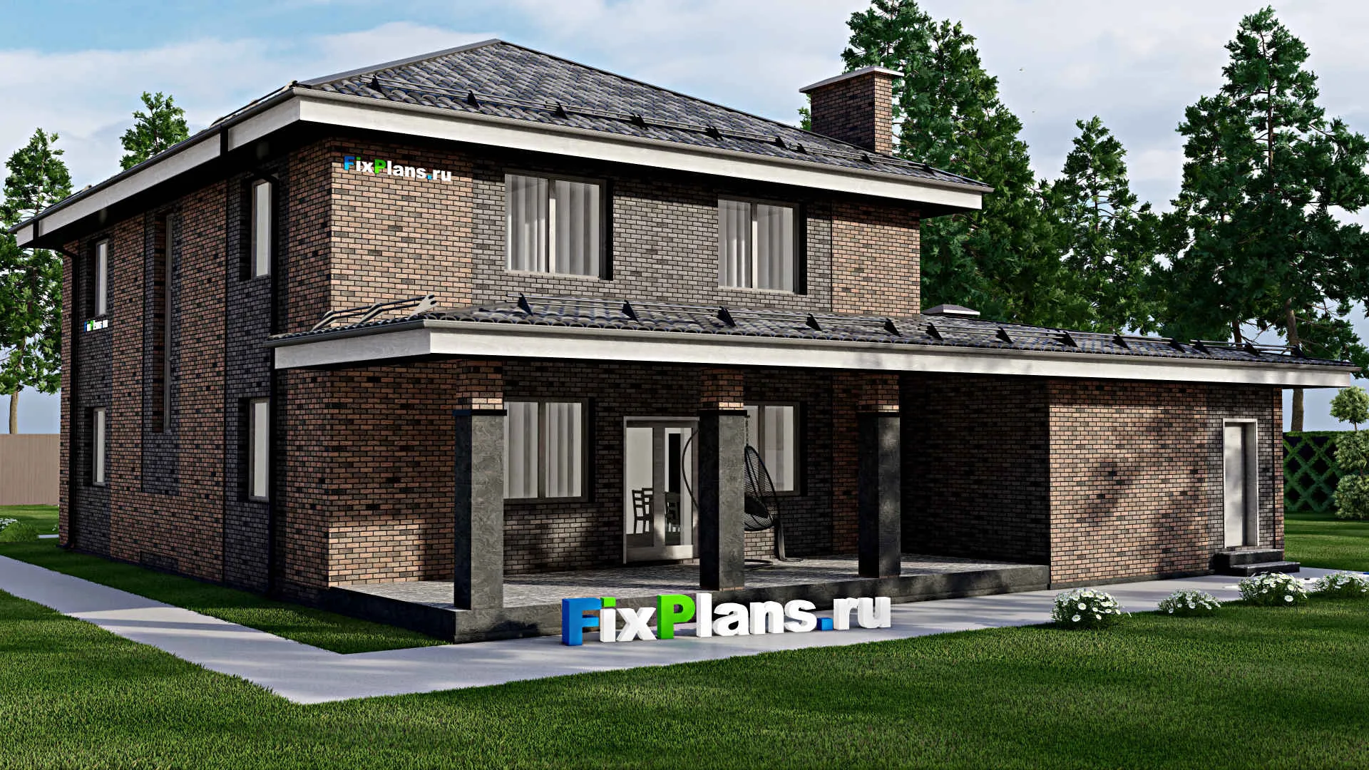 F-10349 - Проект двухэтажного дома 16 на 19, площадью 330 м² с 5 спальнями