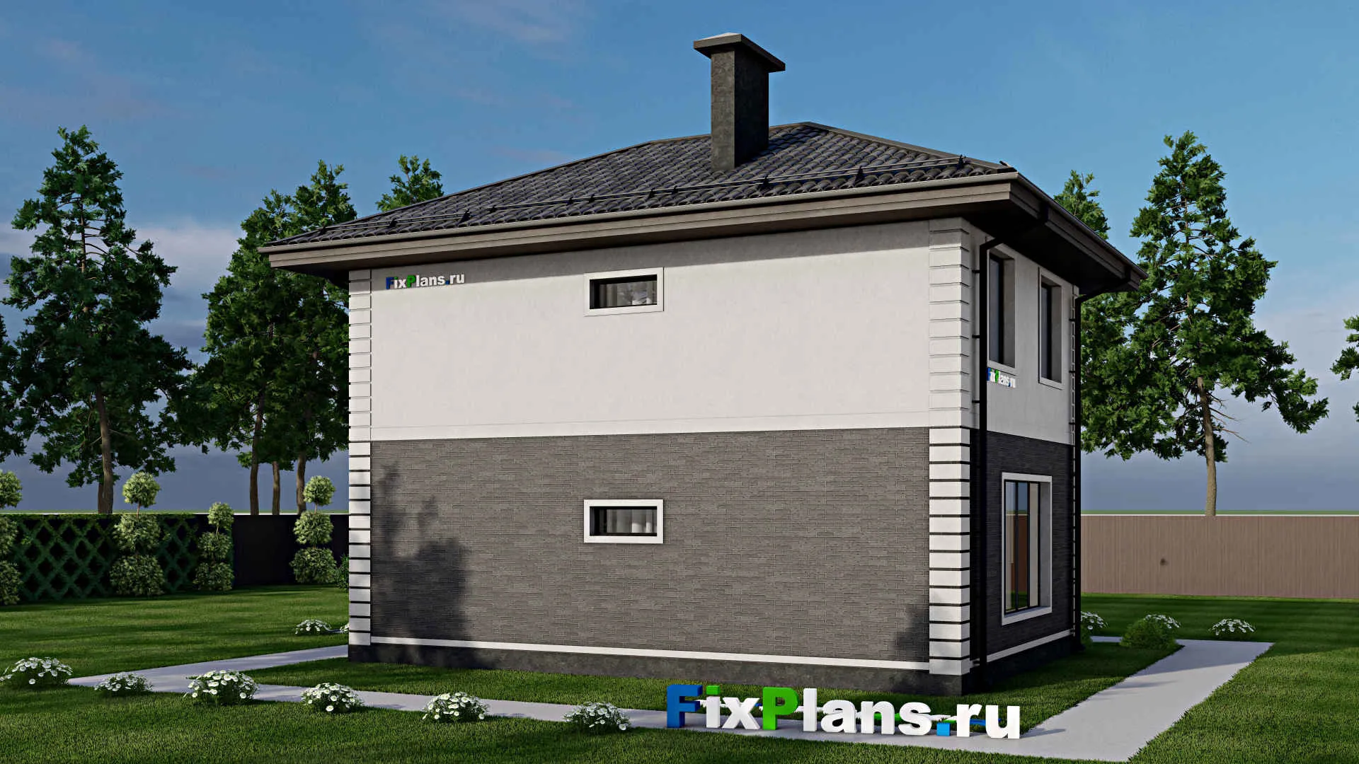 F-8027 - Планы двухэтажного дома 8 на 11, площадью 110 м² с балконом и 4 спальнями