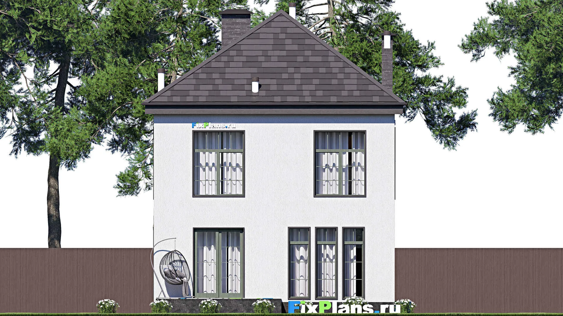 F-20636 - Проект двухэтажного дома 9 на 17, площадью 200 м² с балконом, гаражом на 1 машину и 3 спальнями