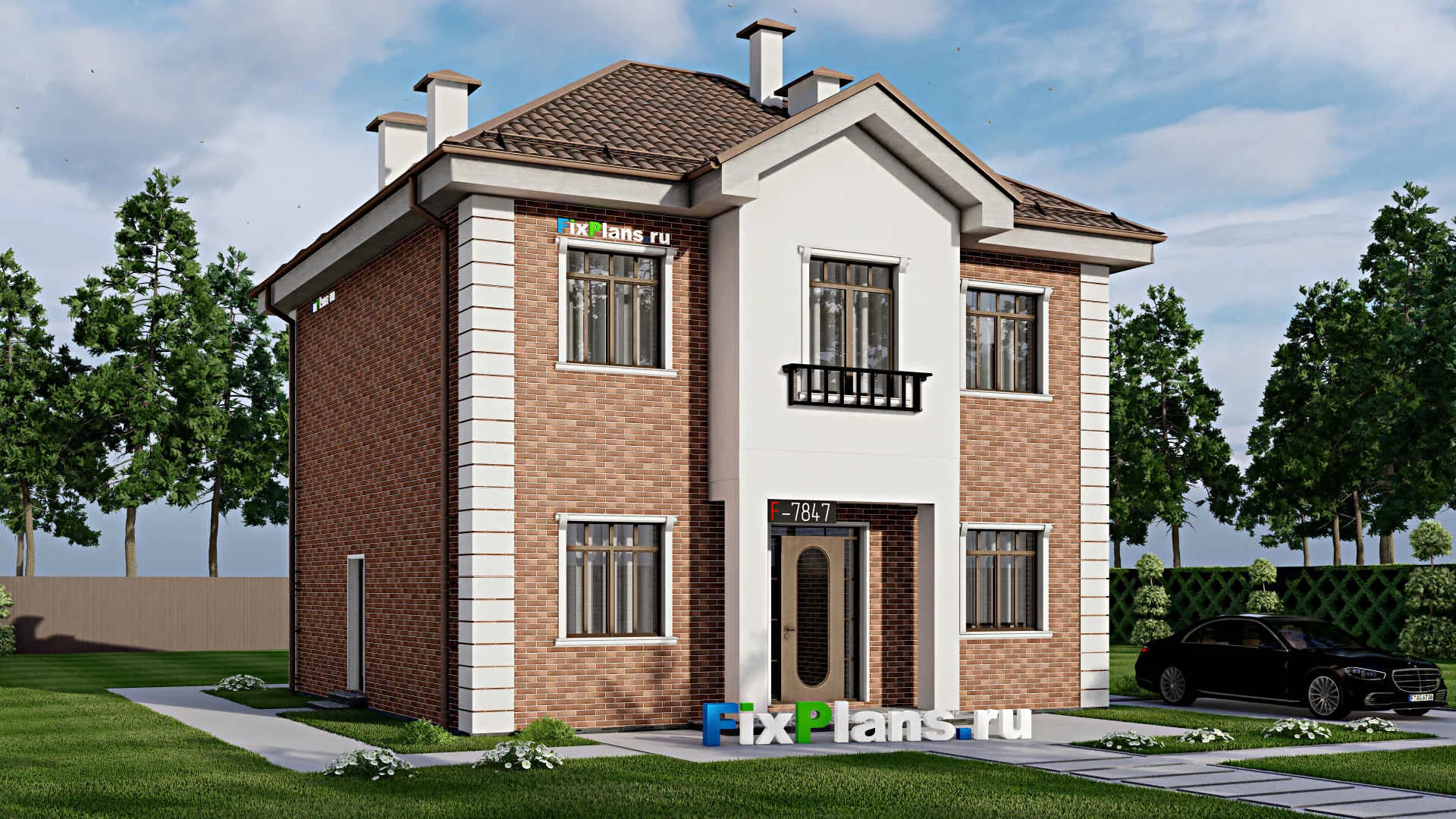 F-7847 - Проект двухэтажного дома 10 на 12, площадью 150 м² с 4 спальнями