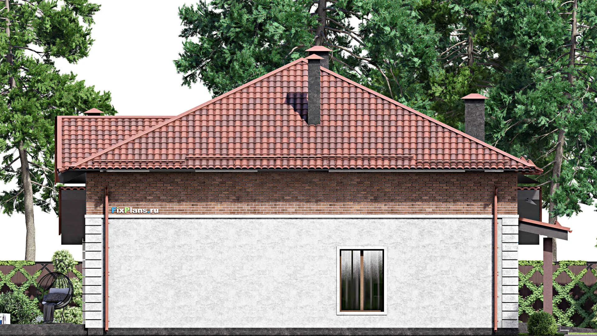 F-12698 - Проект дома с мансардой 19 на 20, площадью 270 м² с террасой, гаражом на 2 машины и 4 спальнями