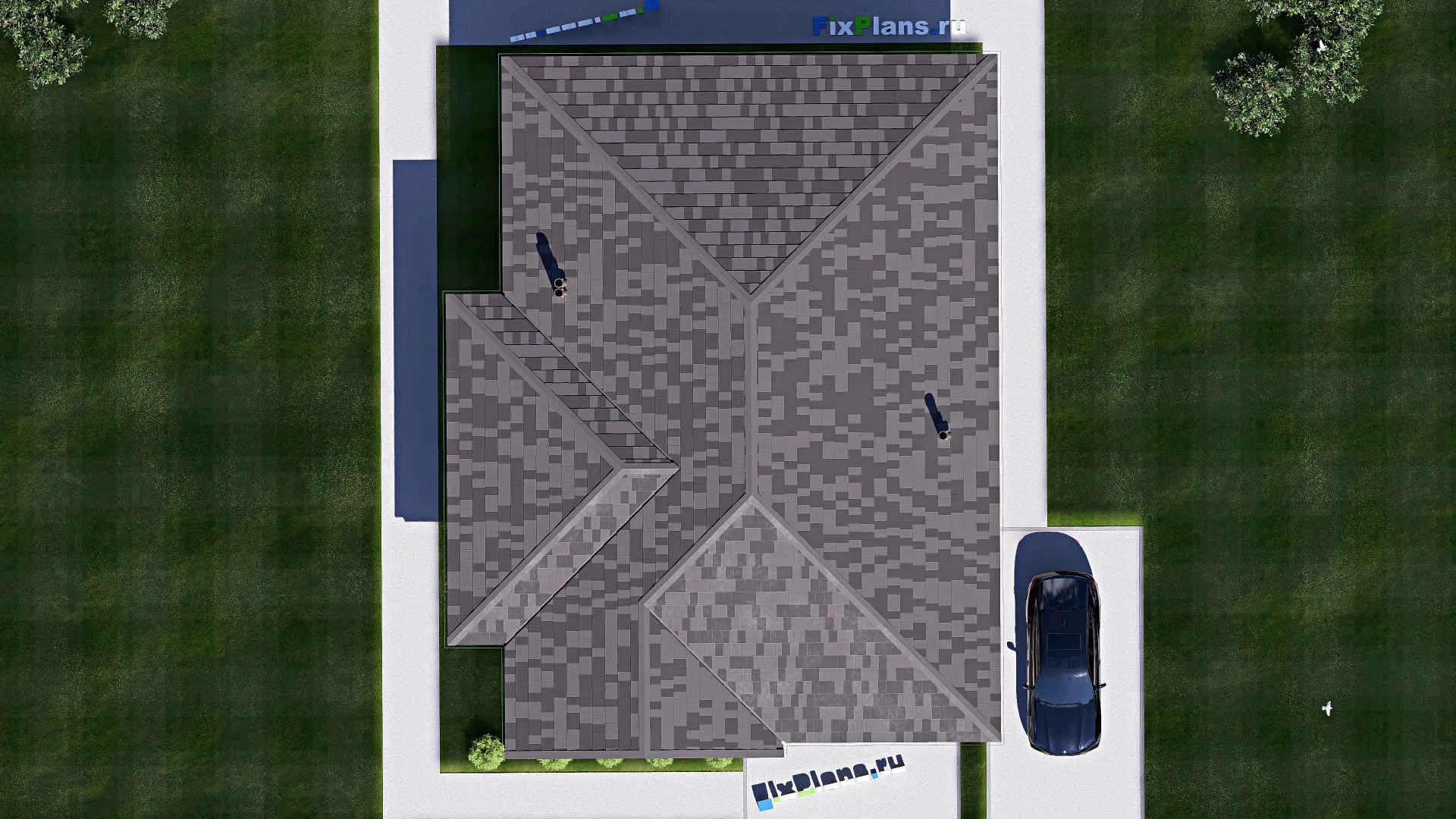 F-20744 - План одноэтажного дома 13 на 17, площадью 150 м² с 3 спальнями