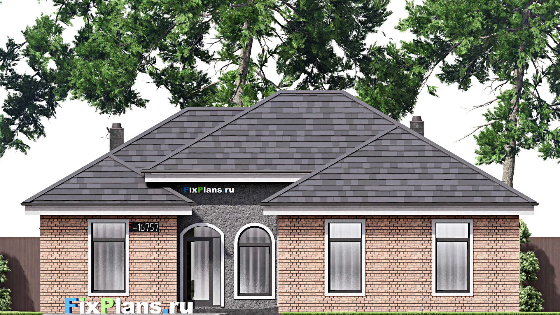 F-16757 - Проект одноэтажного дома 15 на 20, площадью 190 м² с террасой, баней, гаражом на 2 машины и 2 спальнями