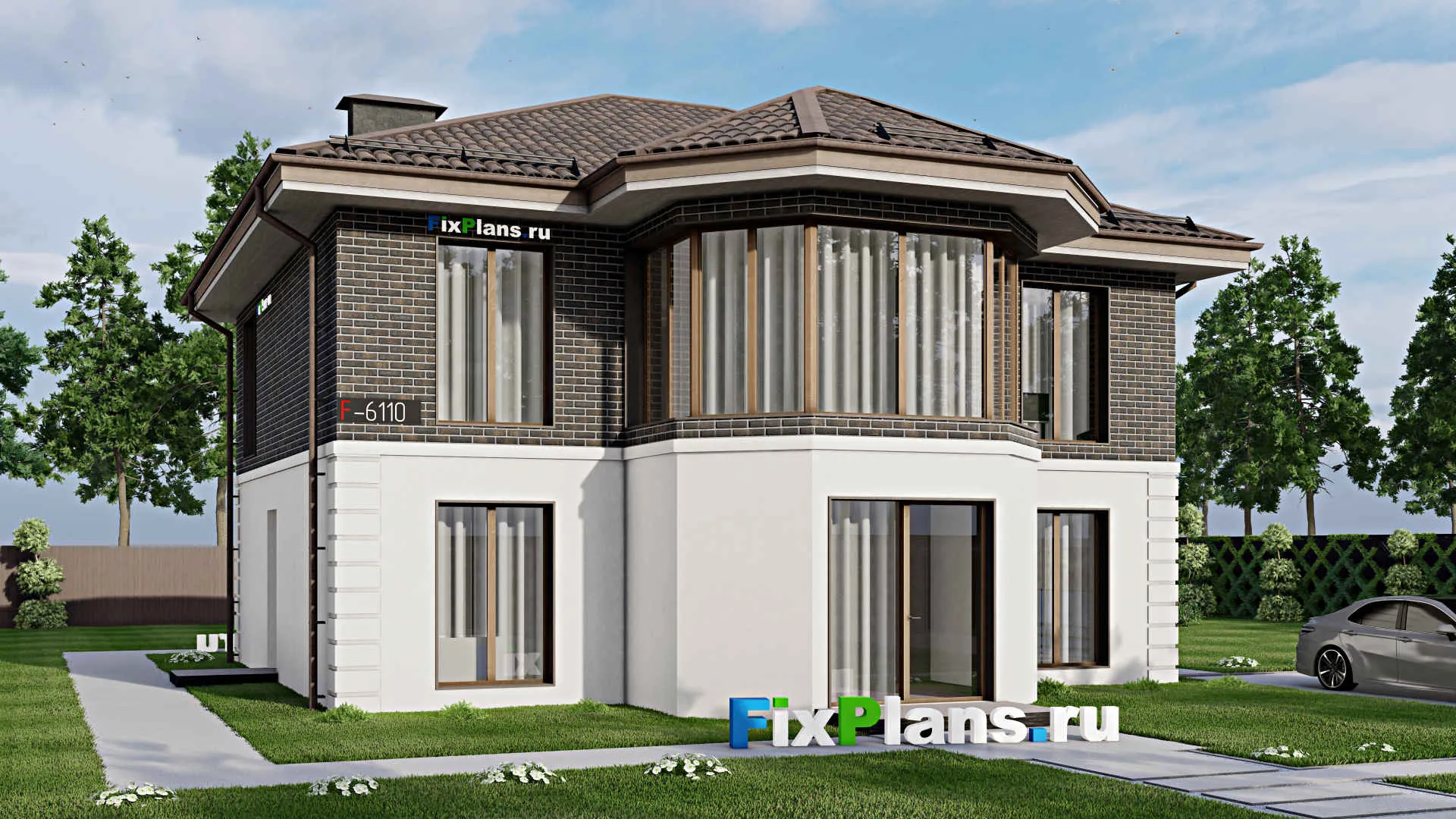 F-6110 - Проект двухэтажного дома 13 на 14, площадью 210 м² с 4 спальнями