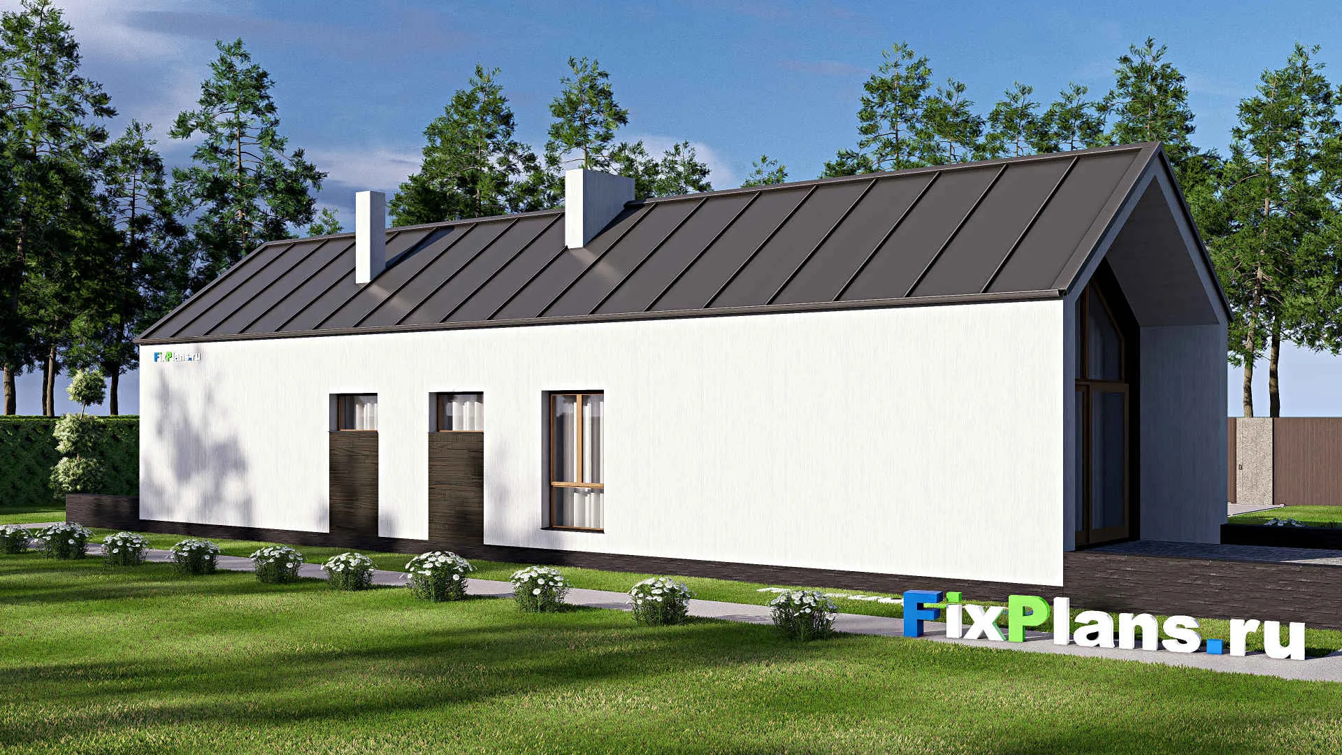 F-15731 - План одноэтажного дома 8 на 25, площадью 160 м² с 3 спальнями