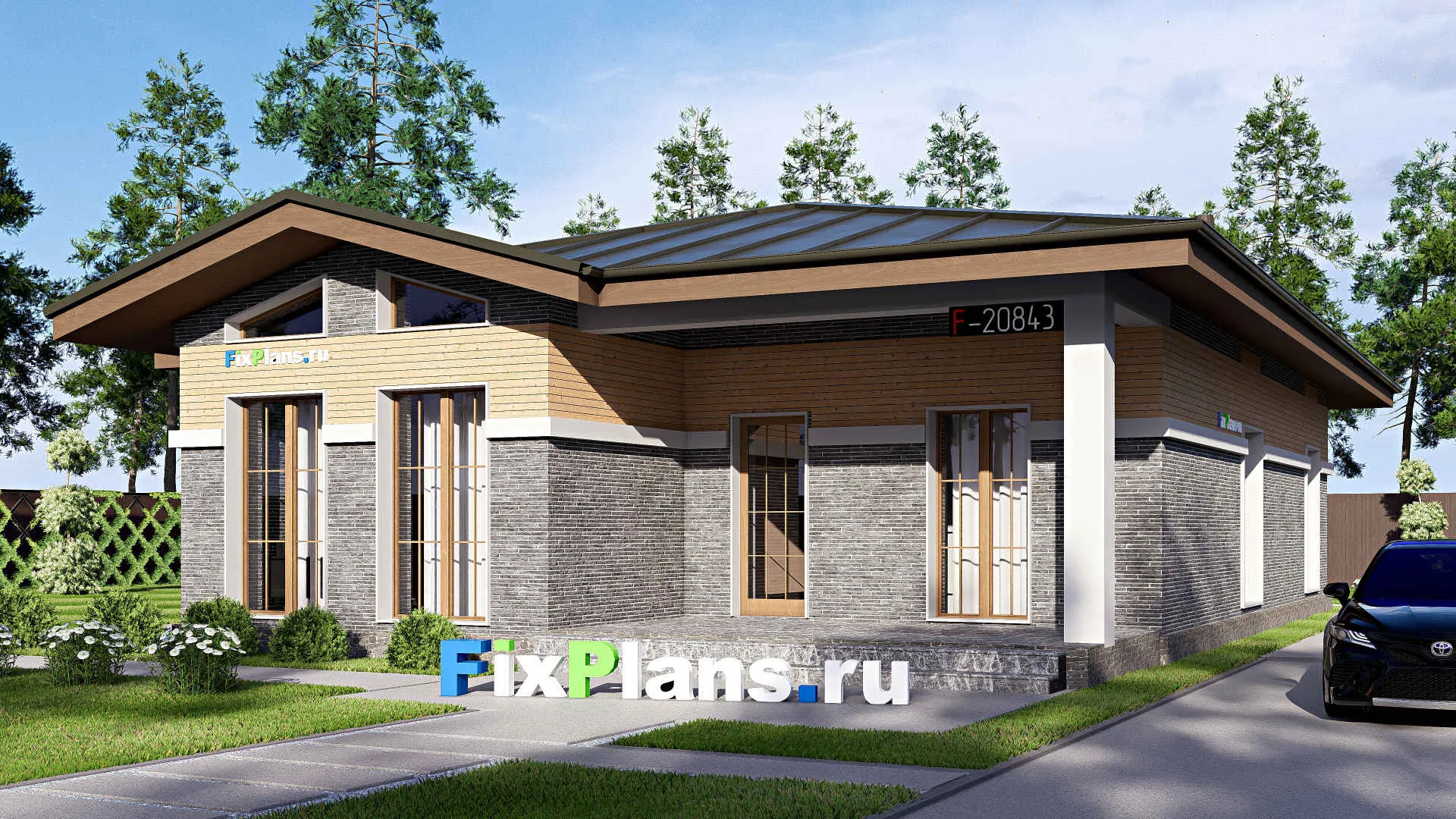 F-20843 - Проект одноэтажного дома 13 на 18, площадью 160 м² с 3 спальнями