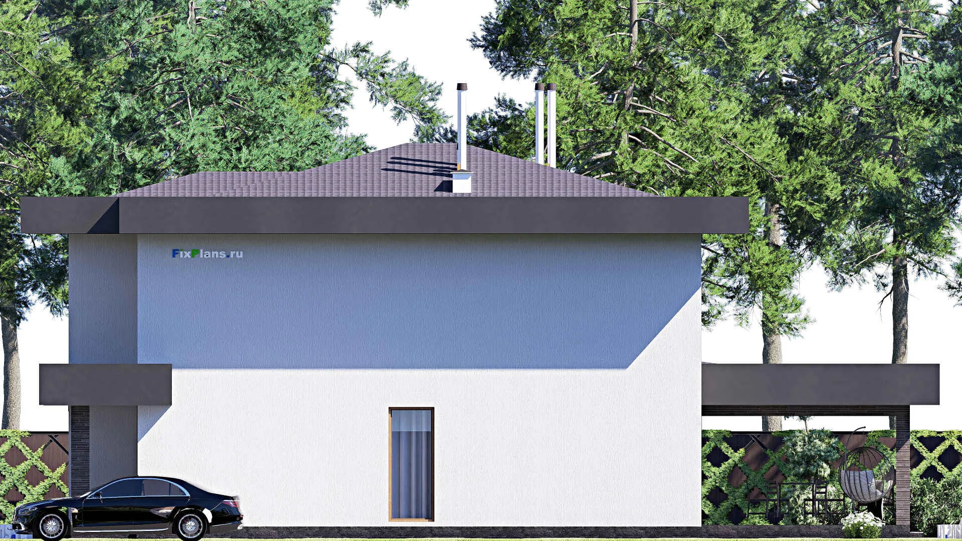 F-19430 - Проект двухэтажного дома 12 на 19, площадью 240 м² с террасой и 3 спальнями