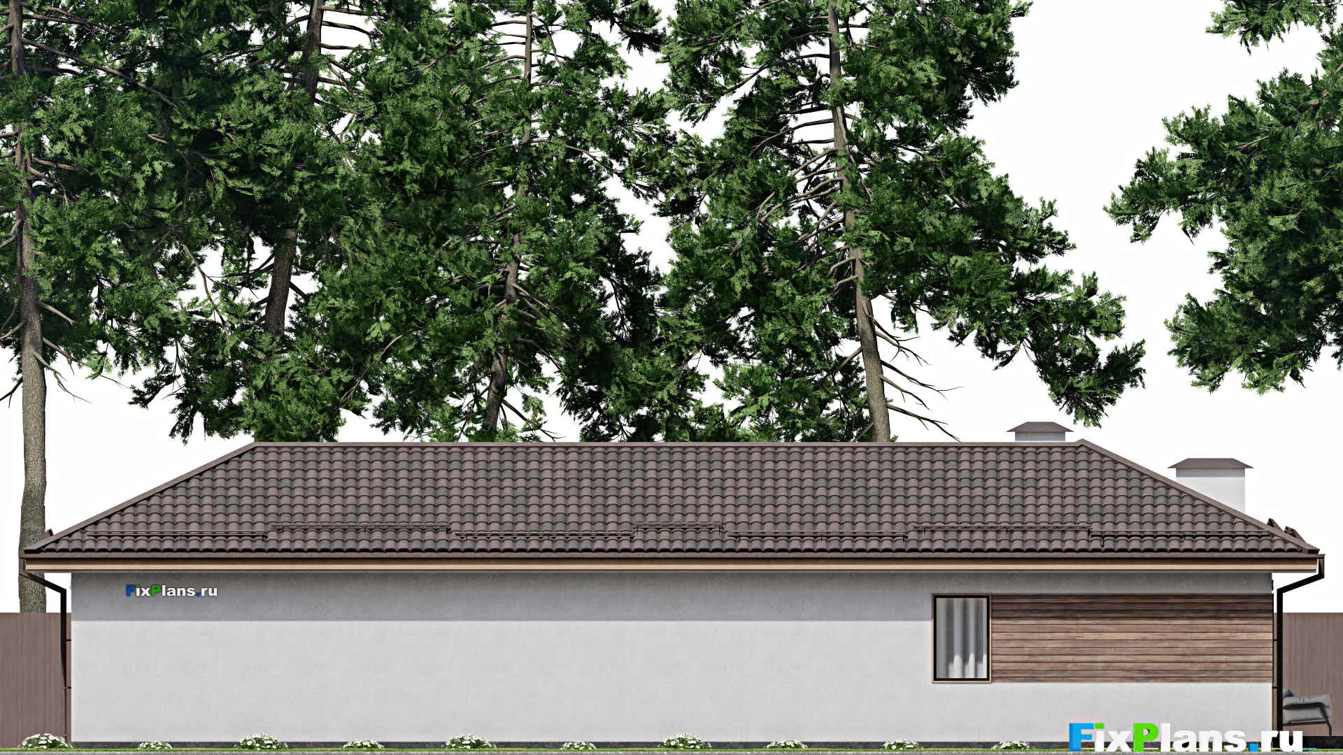 F-6308 - Проект одноэтажного дома 15 на 21, площадью 190 м² с террасой и 4 спальнями