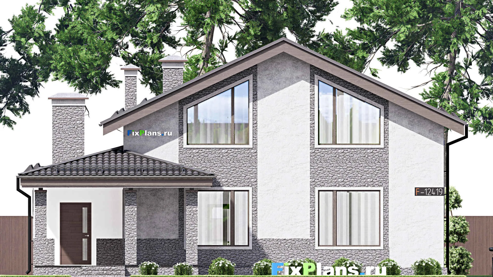 F-12419 - Планы дома с мансардой 14 на 15, площадью 220 м² с 4 спальнями