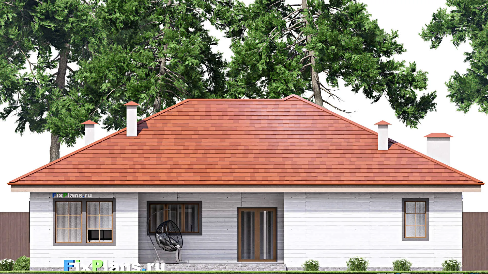 F-16343 - Проект одноэтажного дома 17 на 17, площадью 210 м² с 3 спальнями