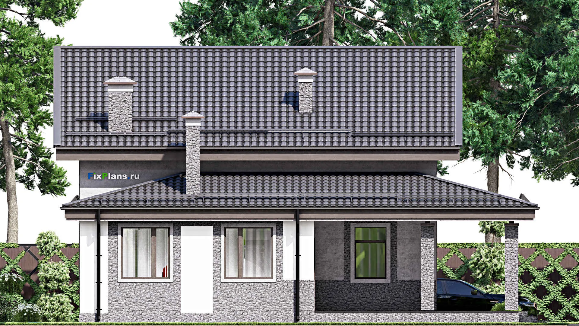 F-12419 - Планы дома с мансардой 14 на 15, площадью 220 м² с 4 спальнями