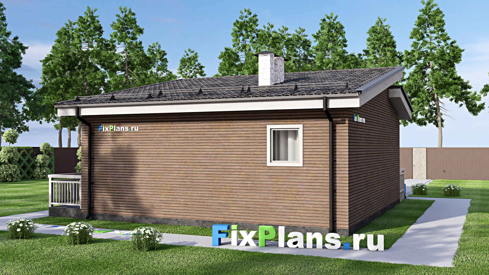 F-15065 - Проект бани 11 на 12, площадью 100 м² с комнатой отдыха, терассой и санузлом