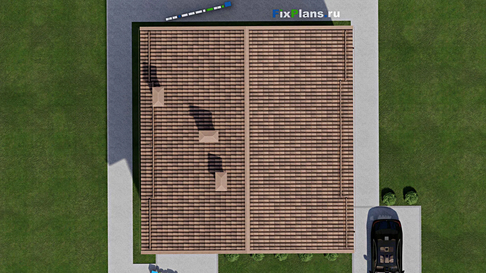 F-8423 - Планы двухэтажного дома 12 на 12, площадью 200 м² с террасой, балконом и 3 спальнями