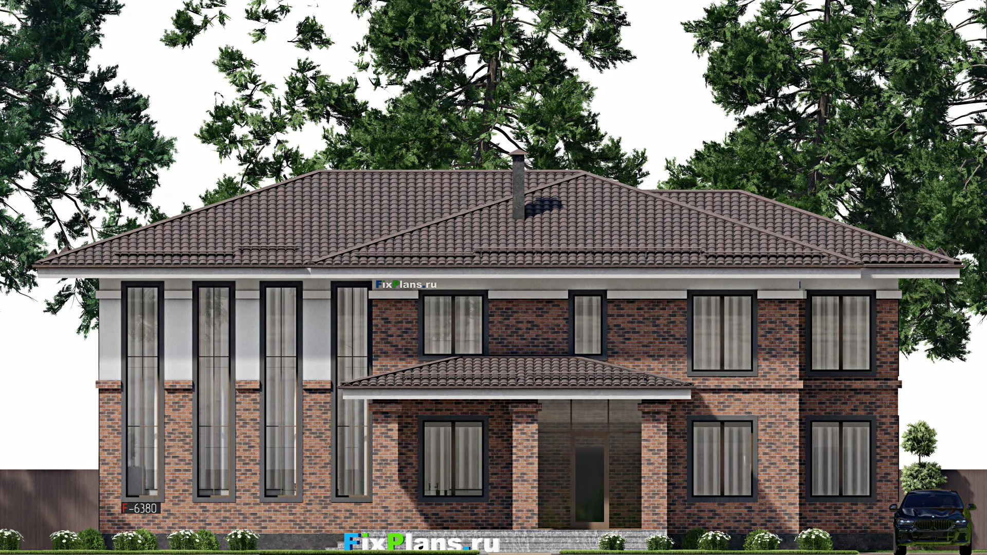 F-6380 - Проект двухэтажного дома 17 на 21, площадью 310 м² с 4 спальнями