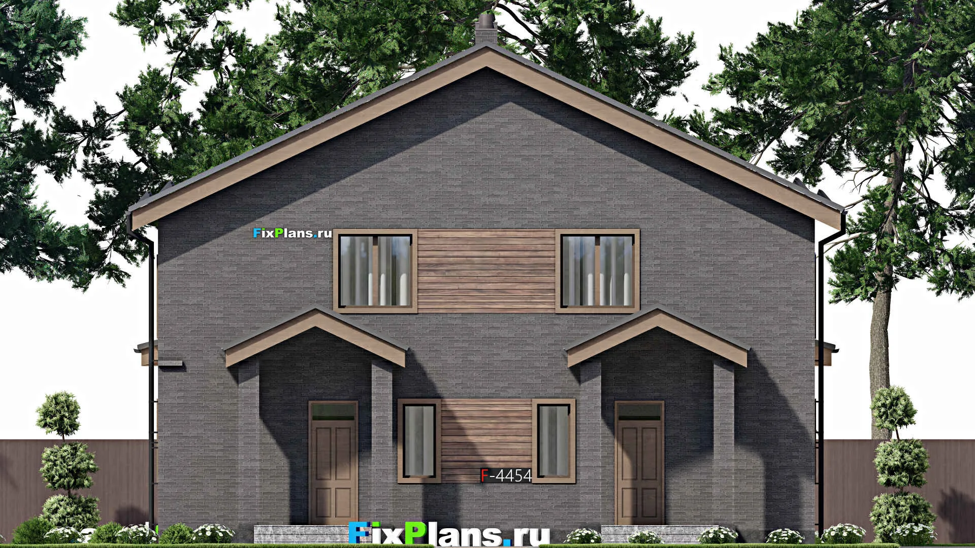 F-4454 - Планы дома с мансардой 11 на 13, площадью 240 м² с террасой и 6 спальнями