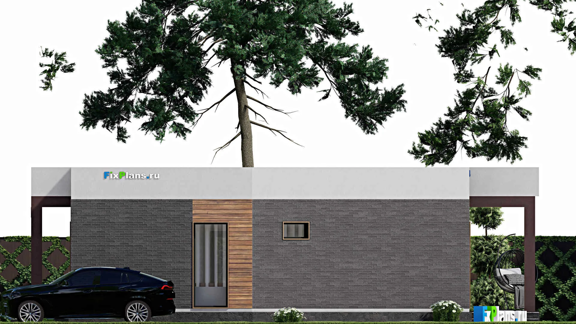 F-11204 - Проект одноэтажного дома 9 на 15, площадью 90 м² с террасой и 2 спальнями