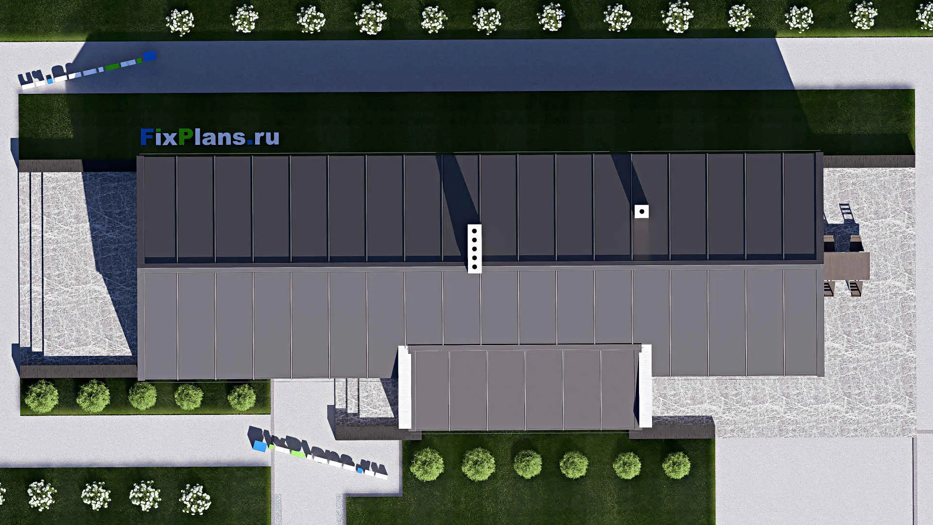 F-15731 - План одноэтажного дома 8 на 25, площадью 160 м² с 3 спальнями