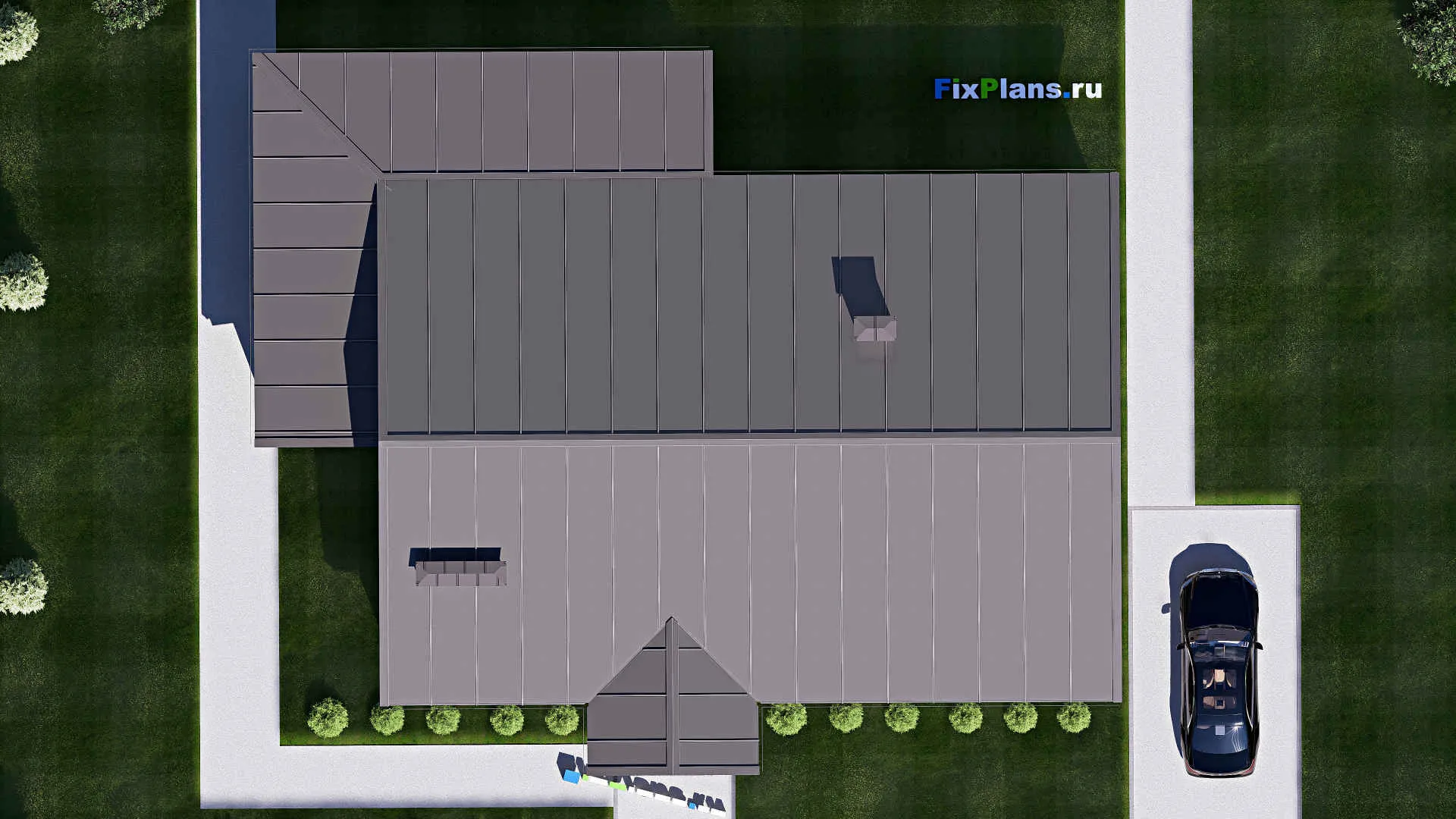 F-18161 - Проект одноэтажного дома 17 на 20, площадью 220 м² с террасой и 3 спальнями