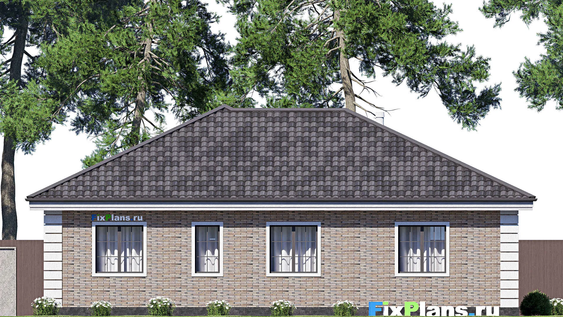 F-19646 - Проект одноэтажного дома 13 на 15, площадью 140 м² с 3 спальнями