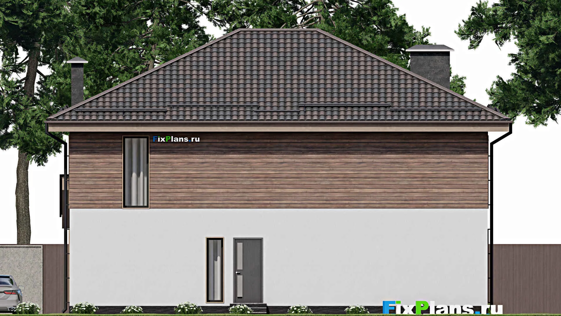 F-5921 - Проект двухэтажного дома 12 на 14, площадью 250 м² с балконом, баней и 4 спальнями