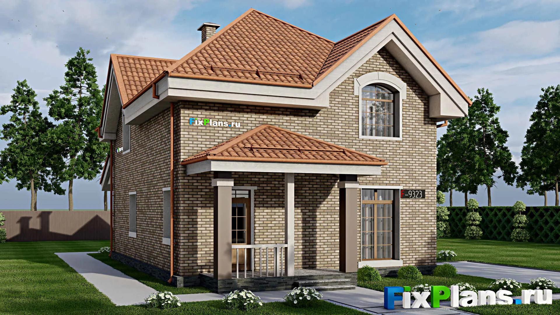 F-9323 - Проект дома с мансардой 9 на 16, площадью 170 м² с 2 спальнями