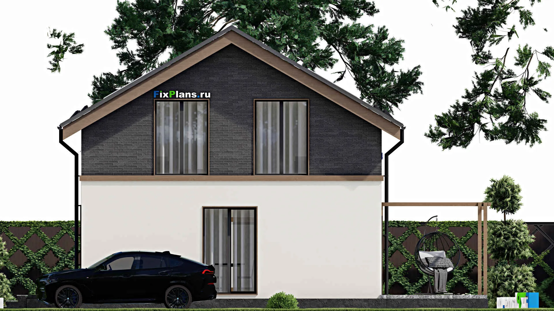 F-5939 - Проект дома с мансардой 9 на 10, площадью 140 м² с террасой и 4 спальнями