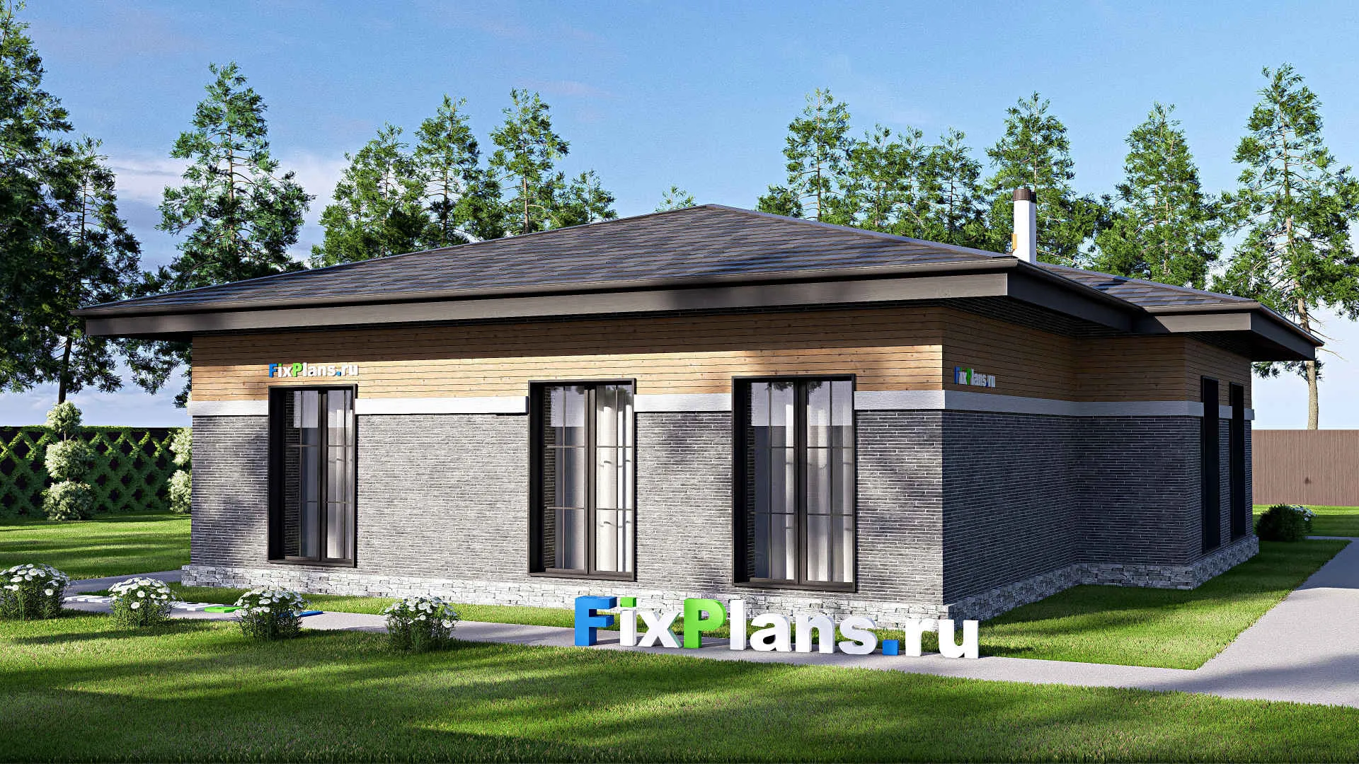 F-20744 - План одноэтажного дома 13 на 17, площадью 150 м² с 3 спальнями