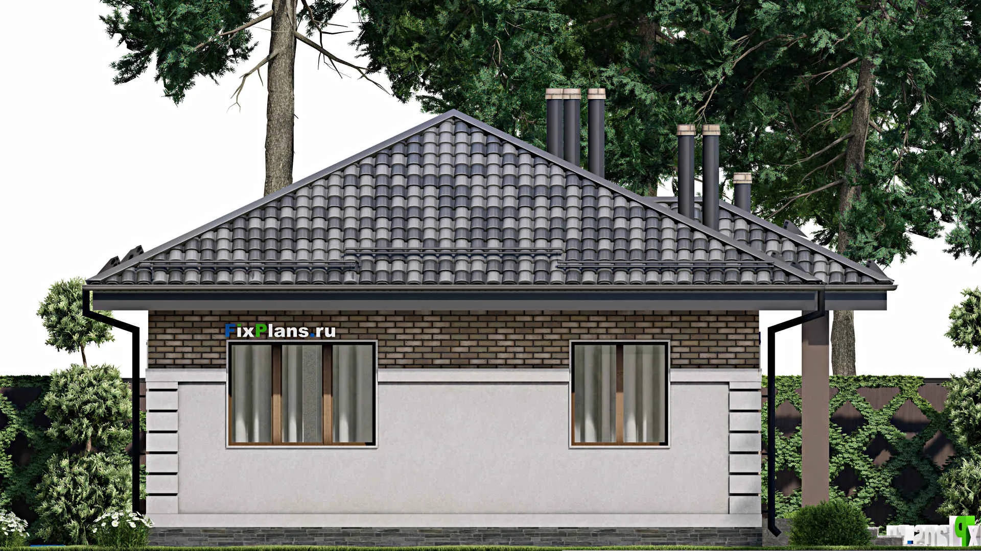 F-8810 - Проект одноэтажного дома 10 на 22, площадью 150 м² с террасой и 4 спальнями