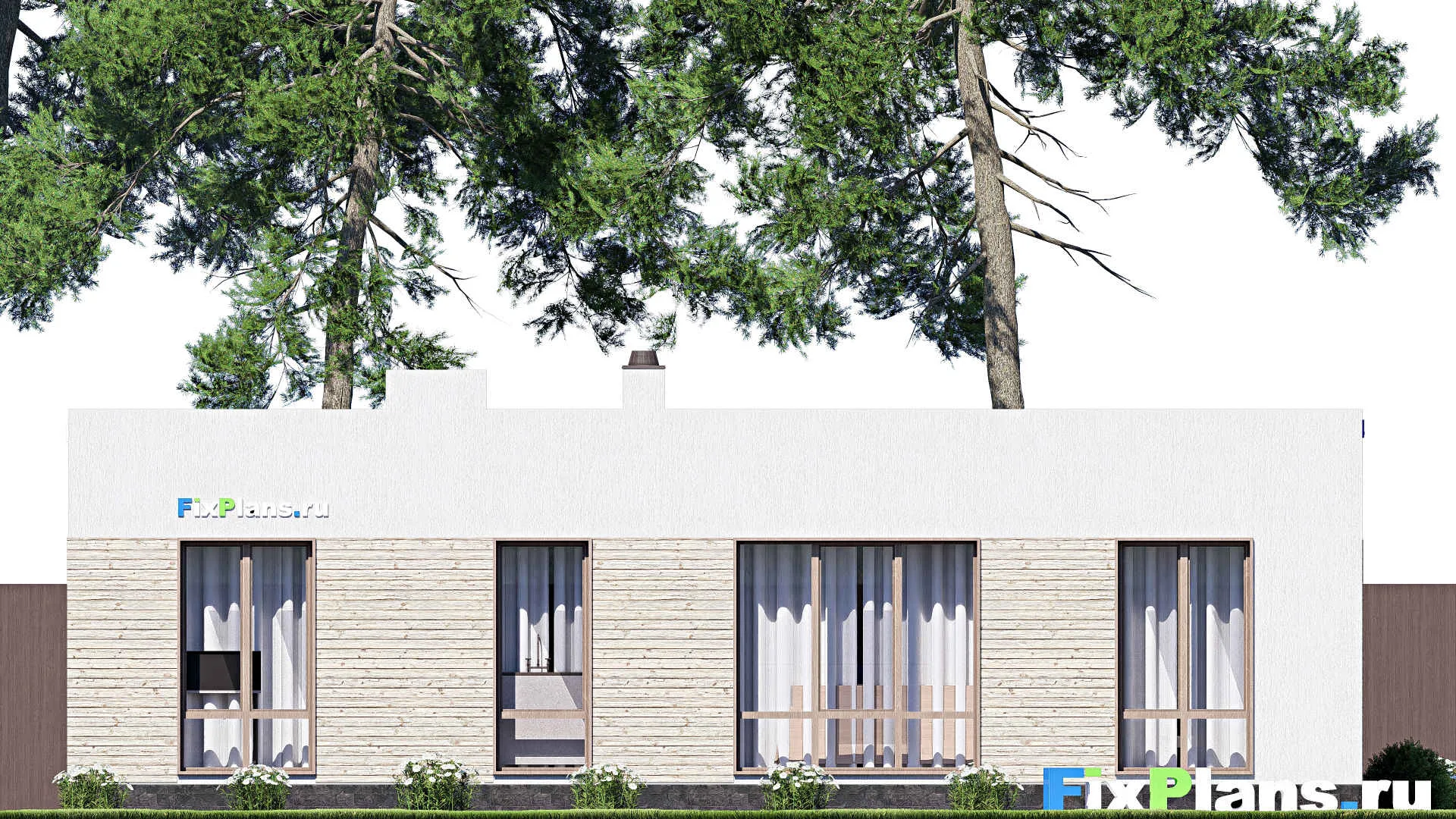 F-20564 - Проект одноэтажного дома 12 на 14, площадью 130 м² с 4 спальнями