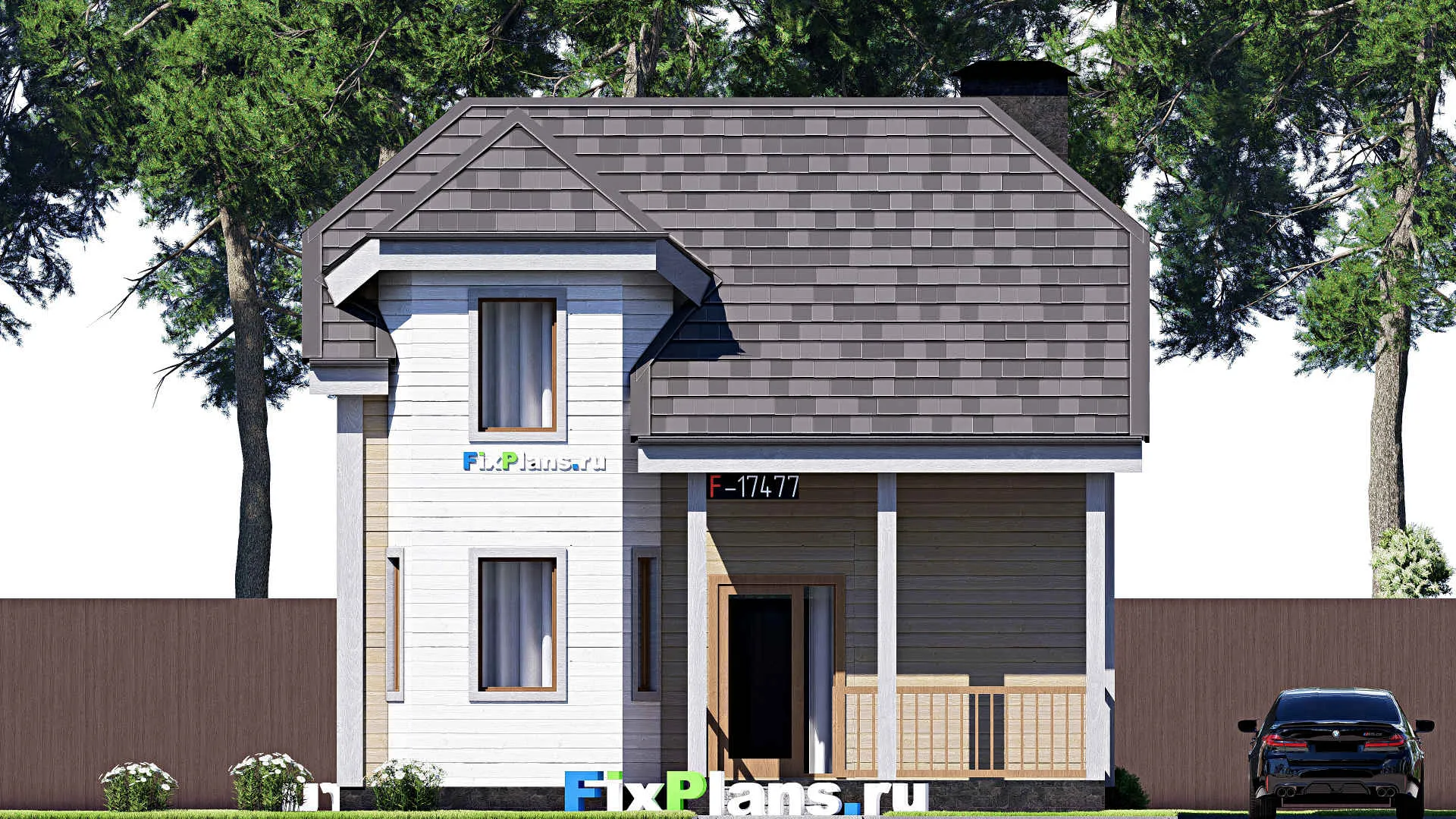 F-17477 - Проект дома с мансардой 9 на 9, площадью 90 м² с 4 спальнями