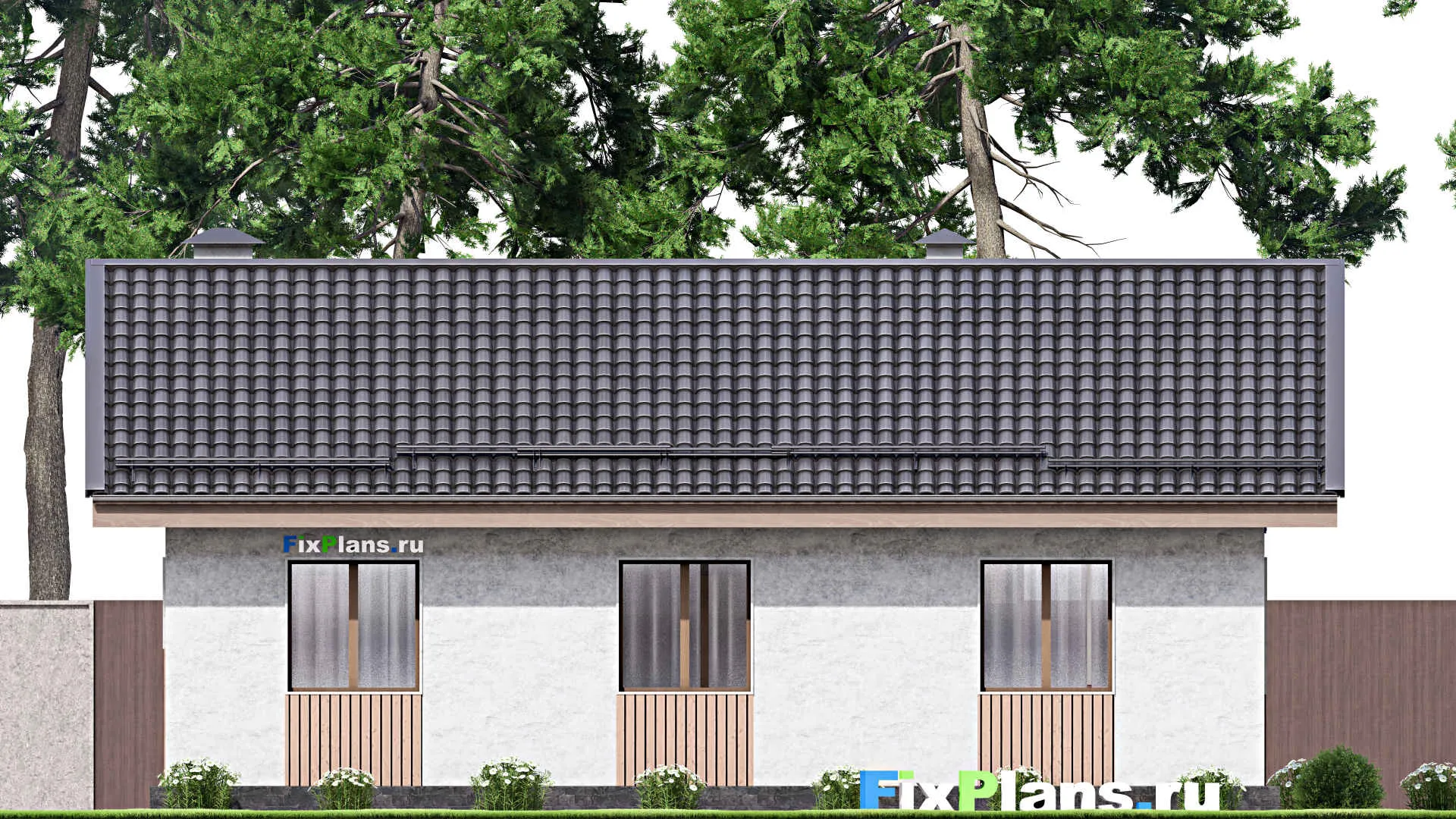 F-13652 - Проект одноэтажного дома 11 на 13, площадью 100 м² с 3 спальнями