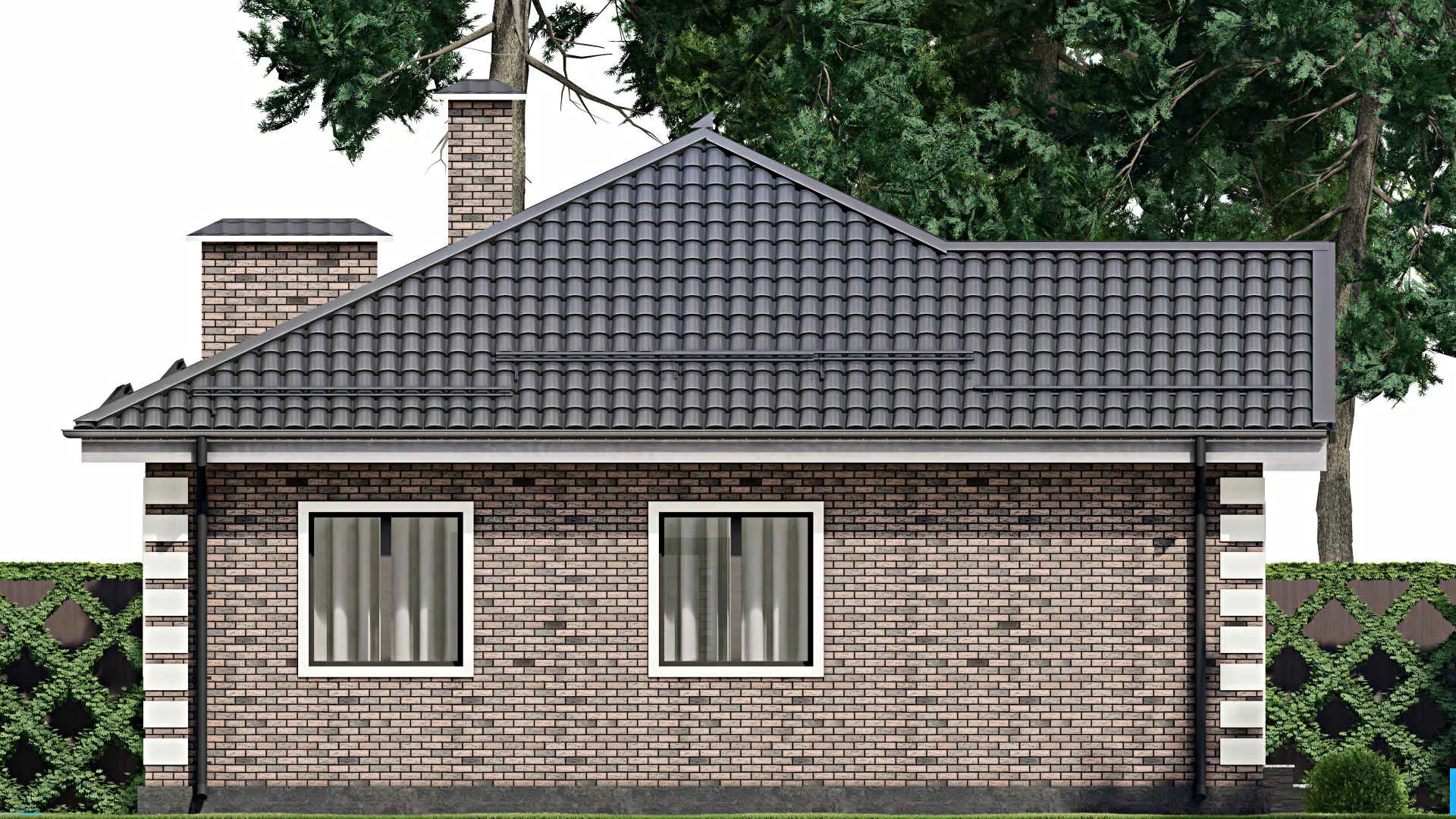 F-4589 - Проект одноэтажного дома 11 на 12, площадью 90 м² с 2 спальнями