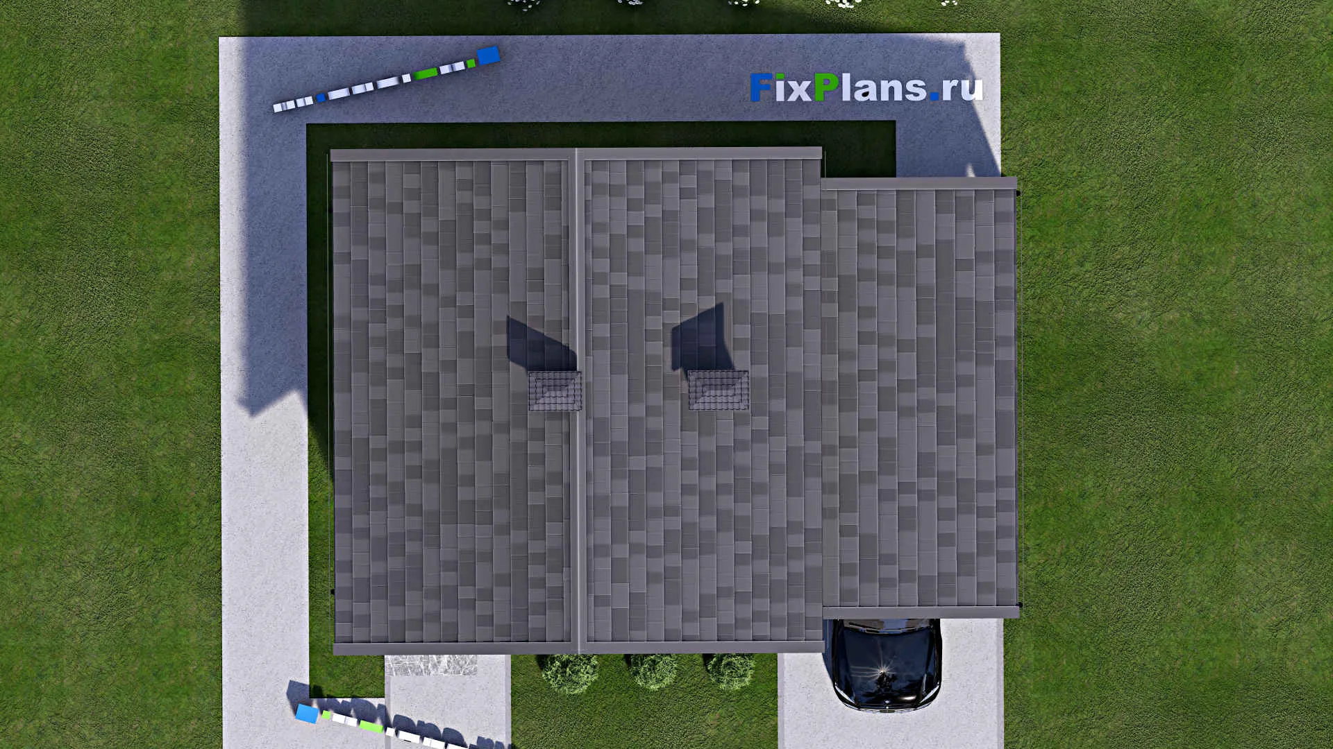 F-14642 - Проект бани 8 на 11, площадью 70 м² с комнатой отдыха, мансардой, санузлом и 2 спальнями