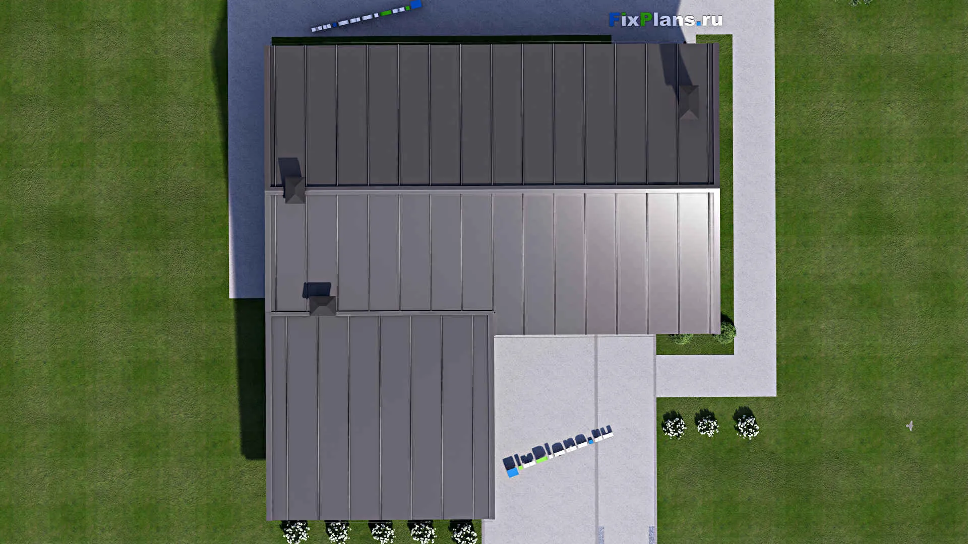 F-14102 - Проект одноэтажного дома 15 на 16, площадью 140 м² с гаражом на 2 машины и 2 спальнями