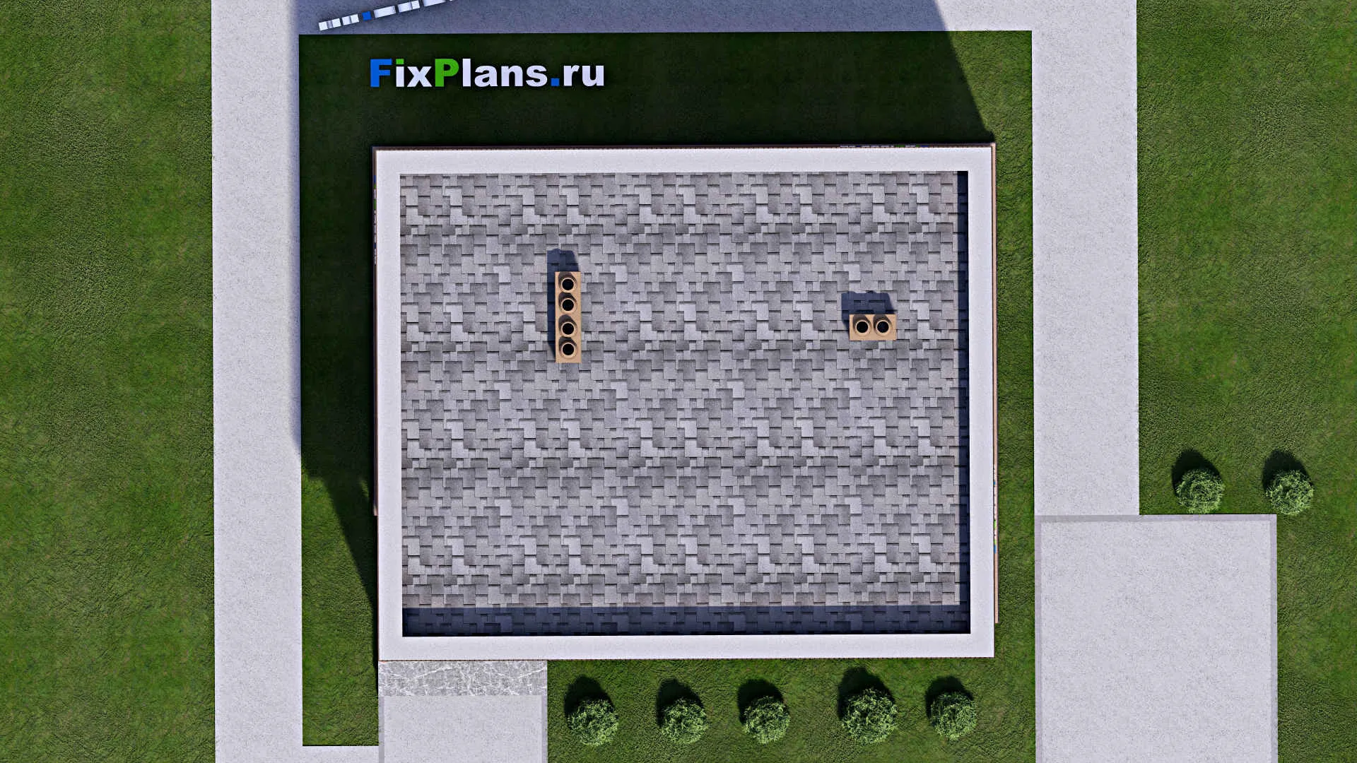 F-15011 - Проект бани 9 на 11, площадью 70 м² с комнатой отдыха, терассой и санузлом