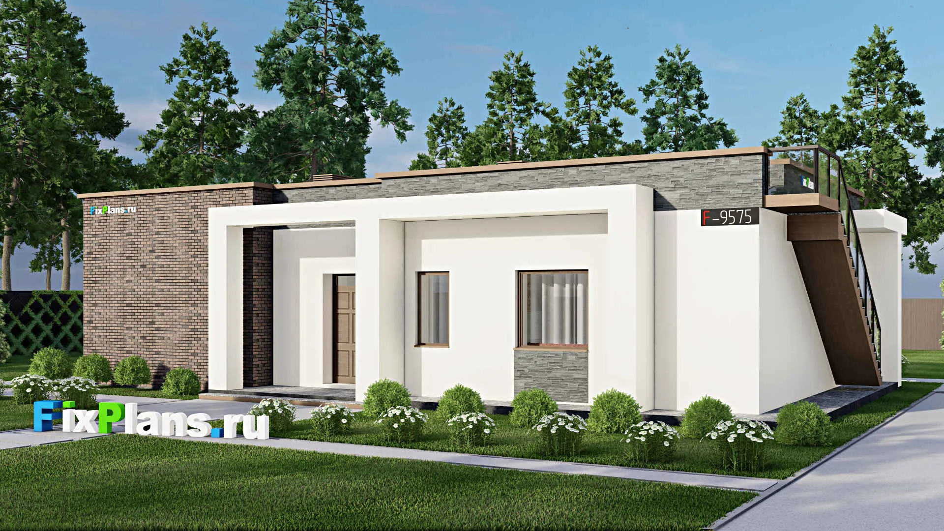 F-9575 - Проект одноэтажного дома 11 на 19, площадью 130 м² с 2 спальнями